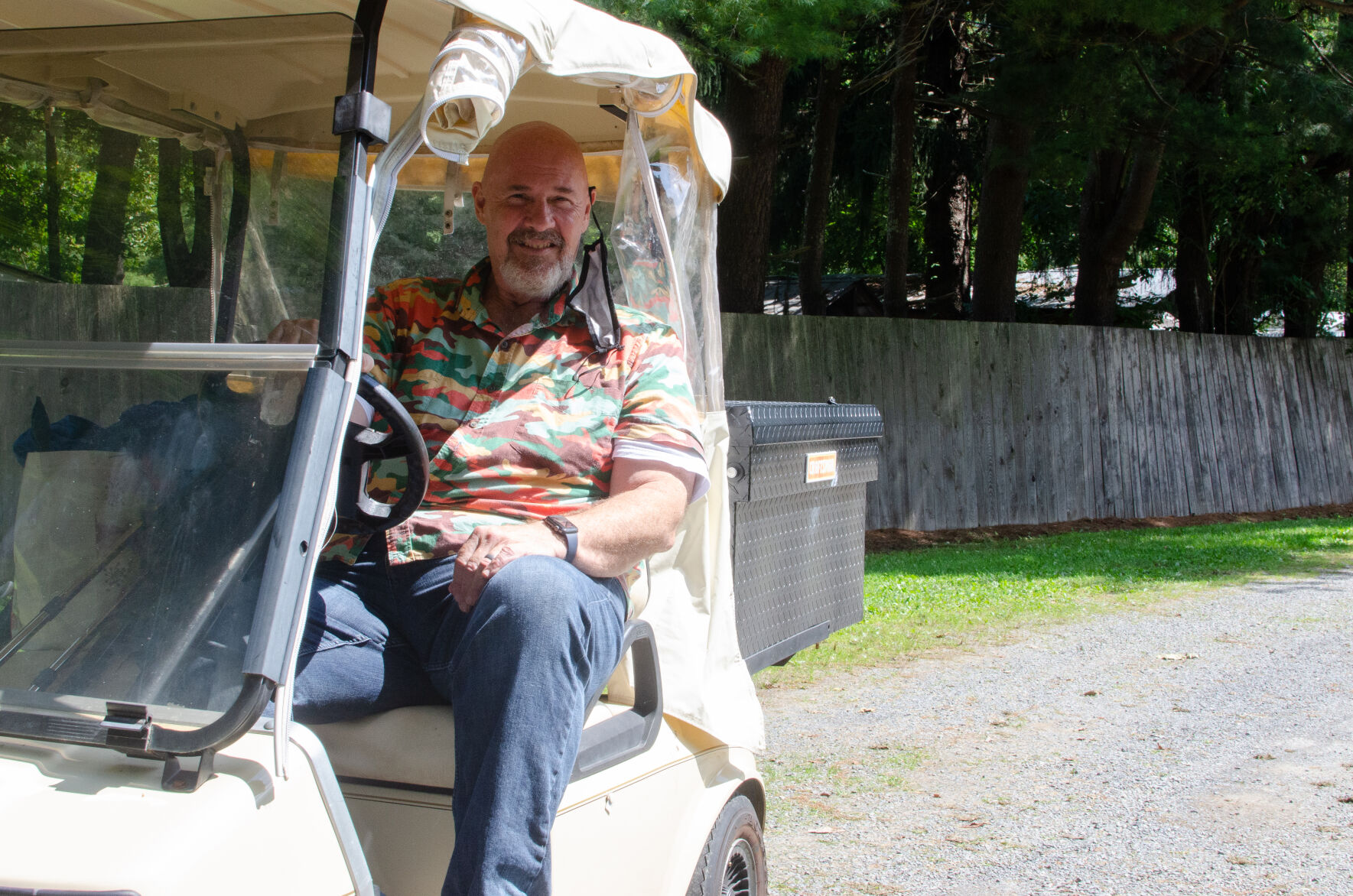 Joseph McElroy golf cart